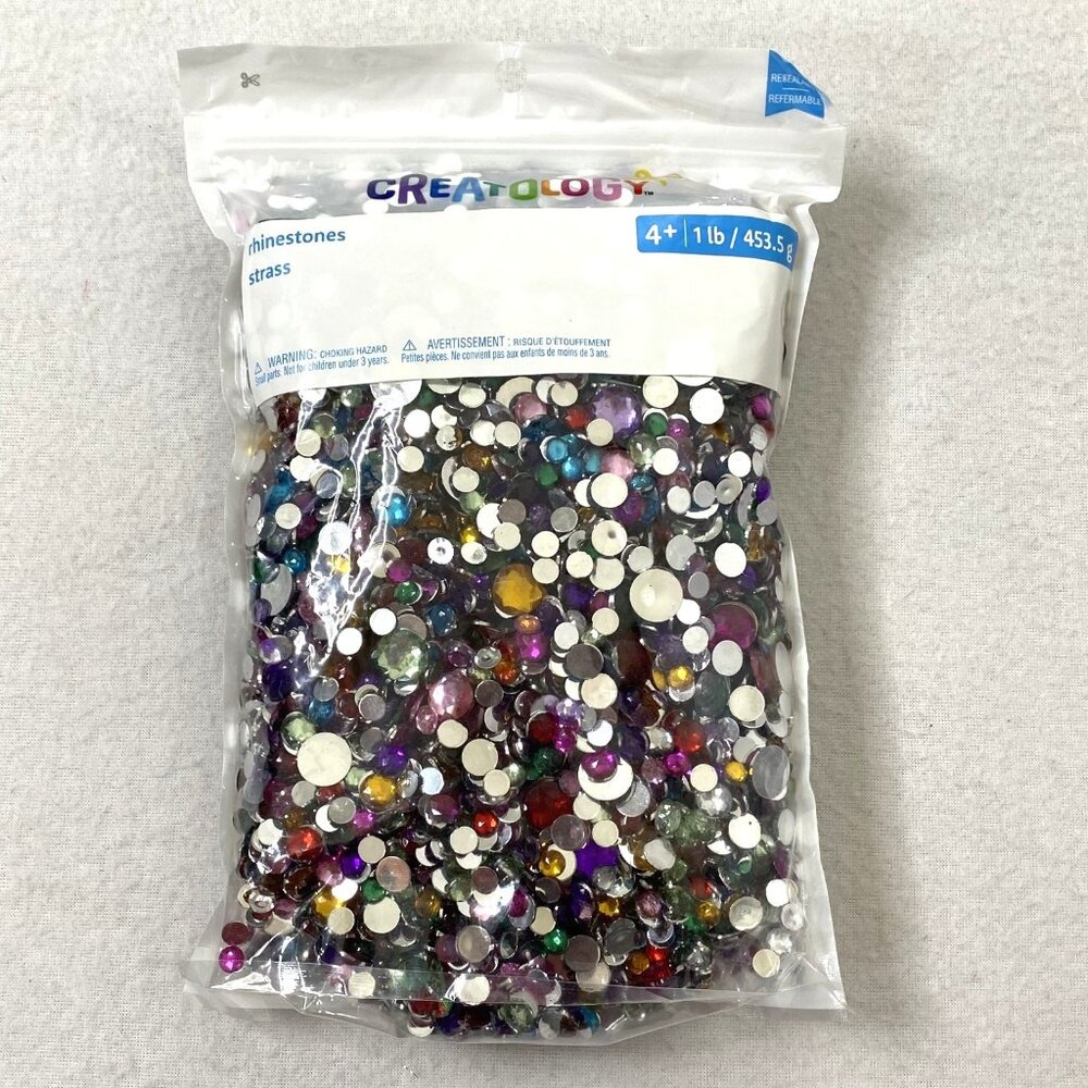 Creatology Assorted Round Rhinestones Gems 1 lb Bag Acrylic Multicolored